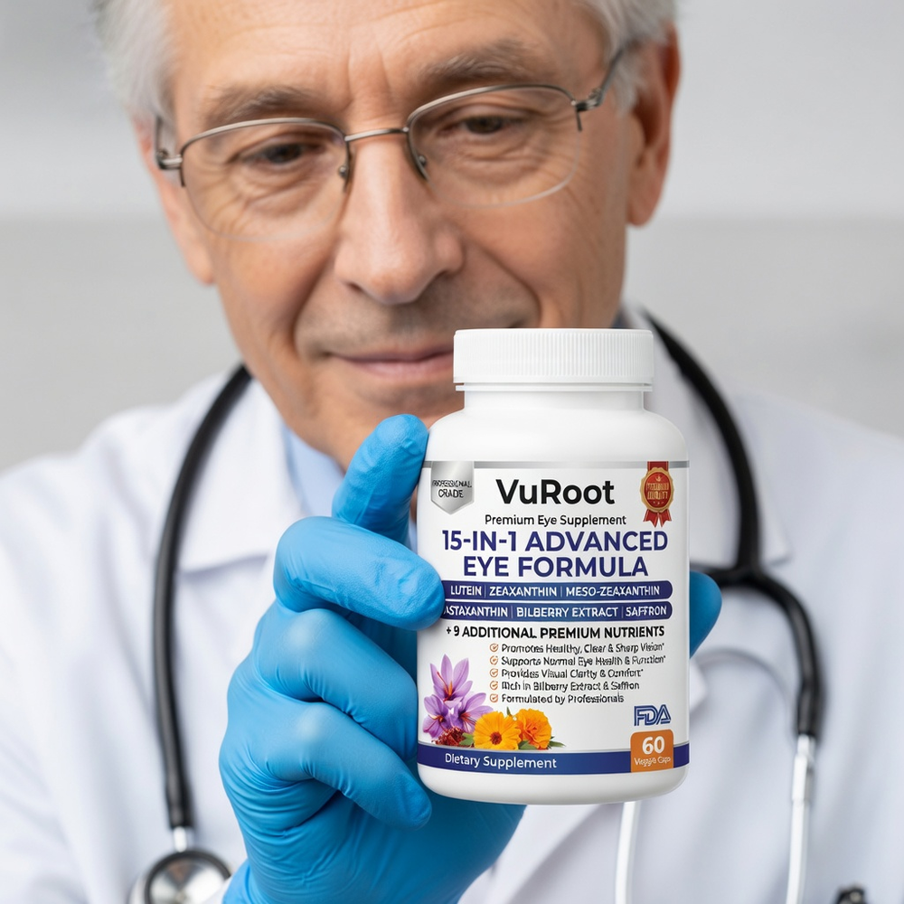Eye-care professional holding VuRoot